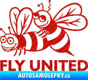 Samolepka Veselé vosy fly united levá 3D karbon červený