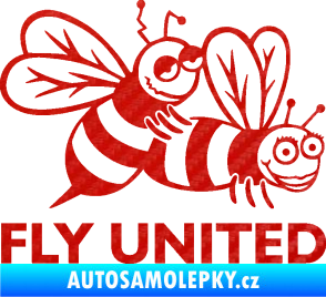 Samolepka Veselé vosy fly united pravá 3D karbon červený