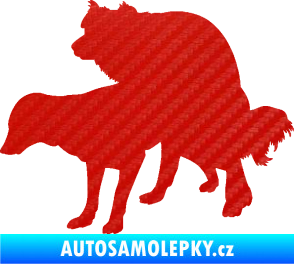 Samolepka Veselí pejsci levá 3D karbon červený