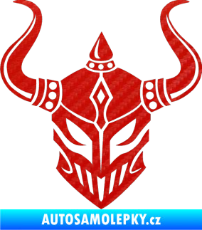 Samolepka Vikingská helma 3D karbon červený