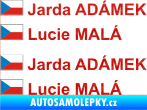 Samolepka Vlajka ČR se jménem 3D karbon červený