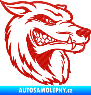 Samolepka Vlk 016 pravá 3D karbon červený