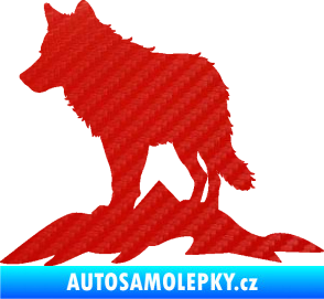 Samolepka Vlk 031 levá hory 3D karbon červený