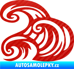 Samolepka Vlny 004 levá moře 3D karbon červený