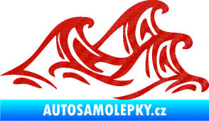 Samolepka Vlny 005 pravá moře 3D karbon červený