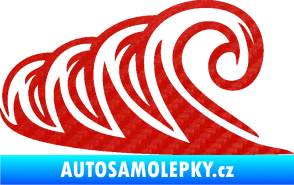Samolepka Vlny 006 levá moře 3D karbon červený