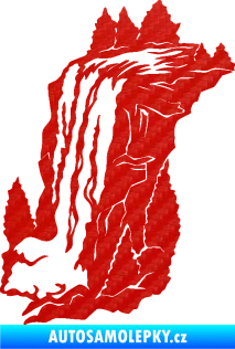 Samolepka Vodopád levá krajina 3D karbon červený