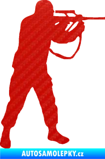Samolepka Voják 001 pravá 3D karbon červený