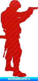Samolepka Voják 002 pravá 3D karbon červený