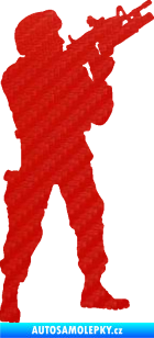 Samolepka Voják 004 pravá 3D karbon červený