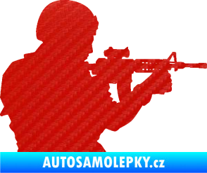 Samolepka Voják 005 pravá 3D karbon červený