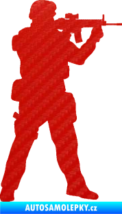 Samolepka Voják 006 pravá 3D karbon červený