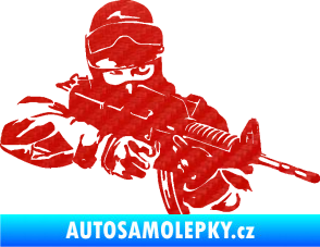 Samolepka Voják 009 pravá 3D karbon červený