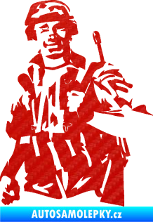 Samolepka Voják 014 levá 3D karbon červený