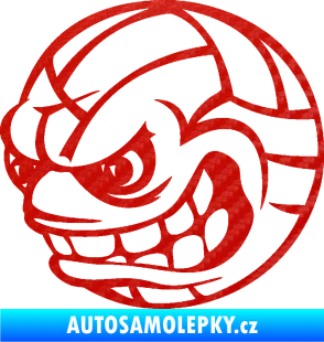 Samolepka Volejbalový míč 001 levá s obličejem 3D karbon červený