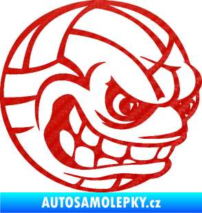 Samolepka Volejbalový míč 001 pravá s obličejem 3D karbon červený