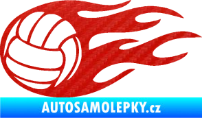 Samolepka Volejbalový míč 002 levá 3D karbon červený