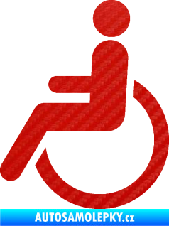 Samolepka Vozíčkář 002 invalida - levá 3D karbon červený