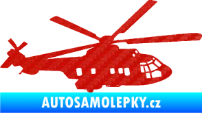 Samolepka Vrtulník 003 pravá helikoptéra 3D karbon červený