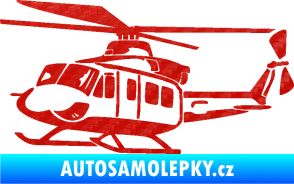 Samolepka Vrtulník 010 levá helikoptéra 3D karbon červený