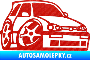 Samolepka VW Golf 3 karikatura pravá 3D karbon červený