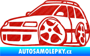 Samolepka VW Passat b6 karikatura levá 3D karbon červený