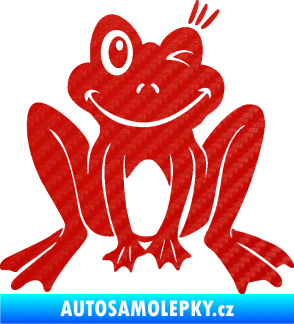 Samolepka Žába 010 pravá mrkající 3D karbon červený