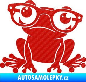 Samolepka Žába 011 levá kouká s brýlemi 3D karbon červený