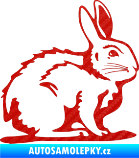 Samolepka Zajíček 001 pravá 3D karbon červený