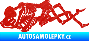 Samolepka Zamilované kostry 001 levá láska až za hrob 3D karbon červený