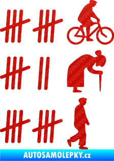 Samolepka Zářezy 002 pravá 3D karbon červený