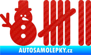 Samolepka Zářezy 006 sněhulák 3D karbon červený