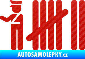 Samolepka Zářezy 007 policajt 3D karbon červený