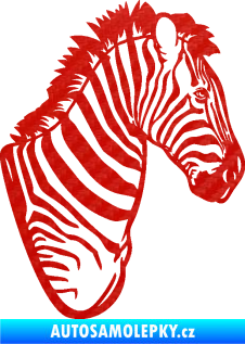 Samolepka Zebra 001 pravá hlava 3D karbon červený