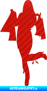 Samolepka Žena na nákupu 001 levá 3D karbon červený