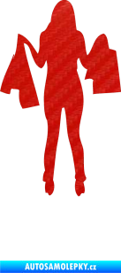 Samolepka Žena na nákupu 003 levá 3D karbon červený