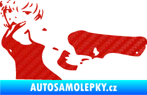 Samolepka Žena s pistolí pravá 3D karbon červený