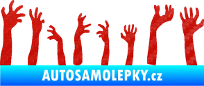 Samolepka Zombie 002 levá mrtví vylézají z hrobu 3D karbon červený