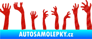Samolepka Zombie 002 pravá mrtví vylézají z hrobu 3D karbon červený