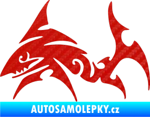 Samolepka Žralok 002 levá 3D karbon červený