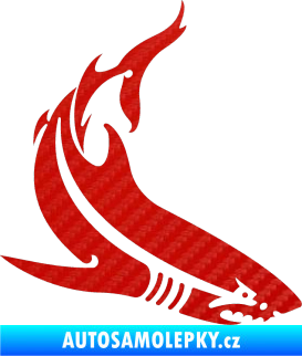 Samolepka Žralok 005 pravá 3D karbon červený