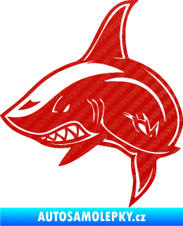 Samolepka Žralok 013 levá 3D karbon červený