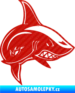 Samolepka Žralok 013 pravá 3D karbon červený