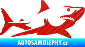 Samolepka Žralok 015 pravá 3D karbon červený