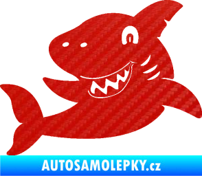 Samolepka Žralok 019 levá 3D karbon červený