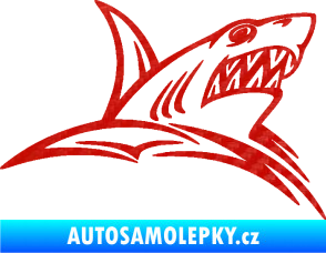 Samolepka Žralok 020 pravá v moři 3D karbon červený