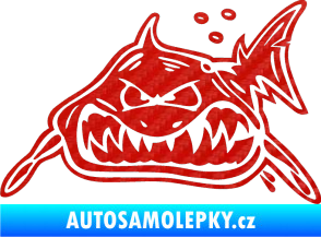 Samolepka Žralok levá 3D karbon červený