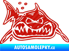 Samolepka Žralok pravá 3D karbon červený
