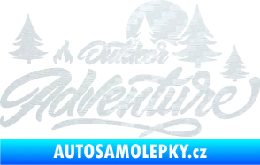 Samolepka Adventure outdoor nápis les,hory a táborák 3D karbon bílý