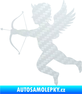 Samolepka Amor 001 levá cupid andílek 3D karbon bílý